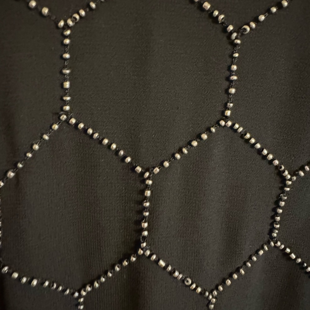 GORGEOUS Chico's Black Beaded Zip Front BLOUSE/JACKET SMALL #L - Picture 4 of 9